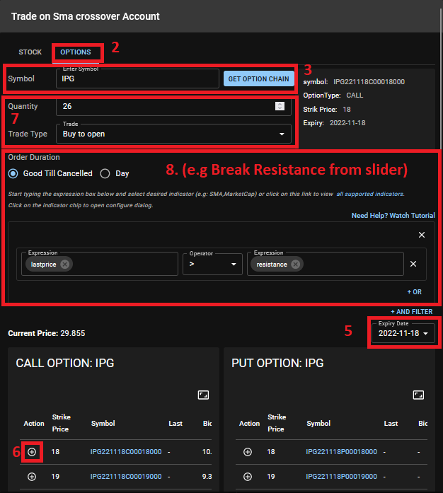 Automated Option Trade