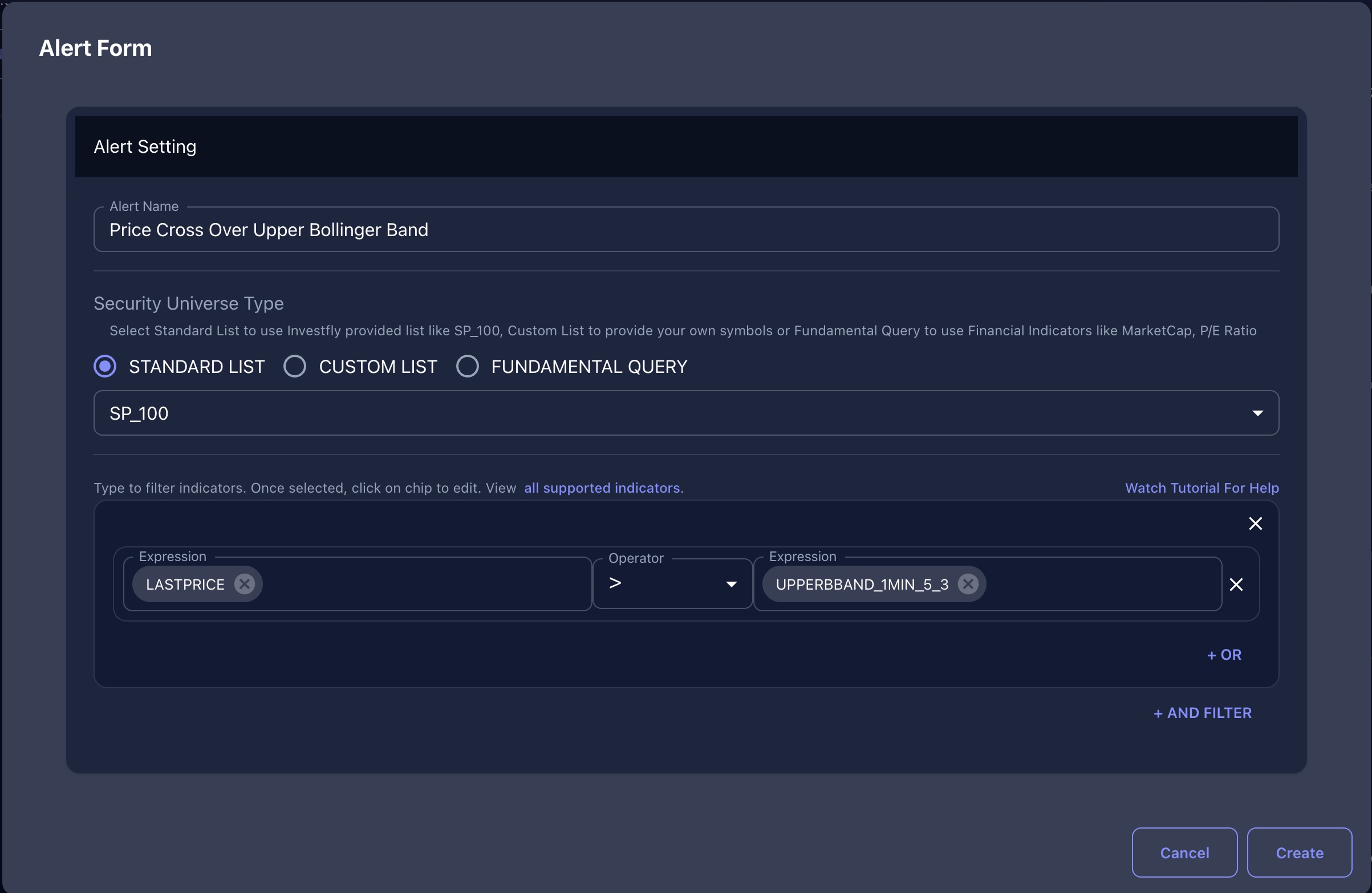 Stock Alert Configuration Interface